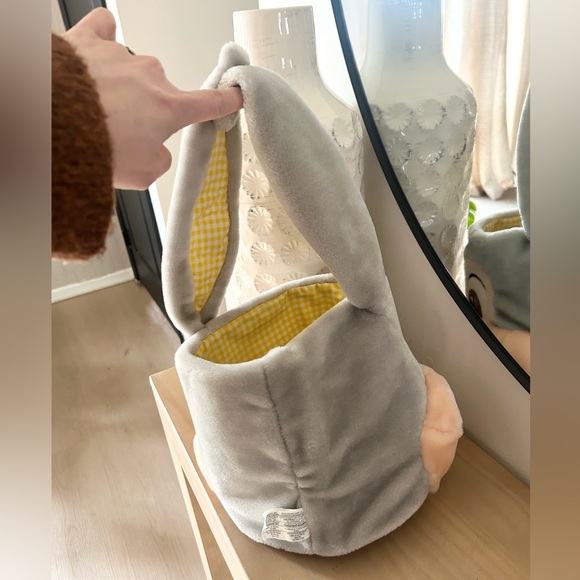 Disney Store Thumper Plush Easter Basket Bunny Ears Yellow Checkered Lined - Picture 2 of 7